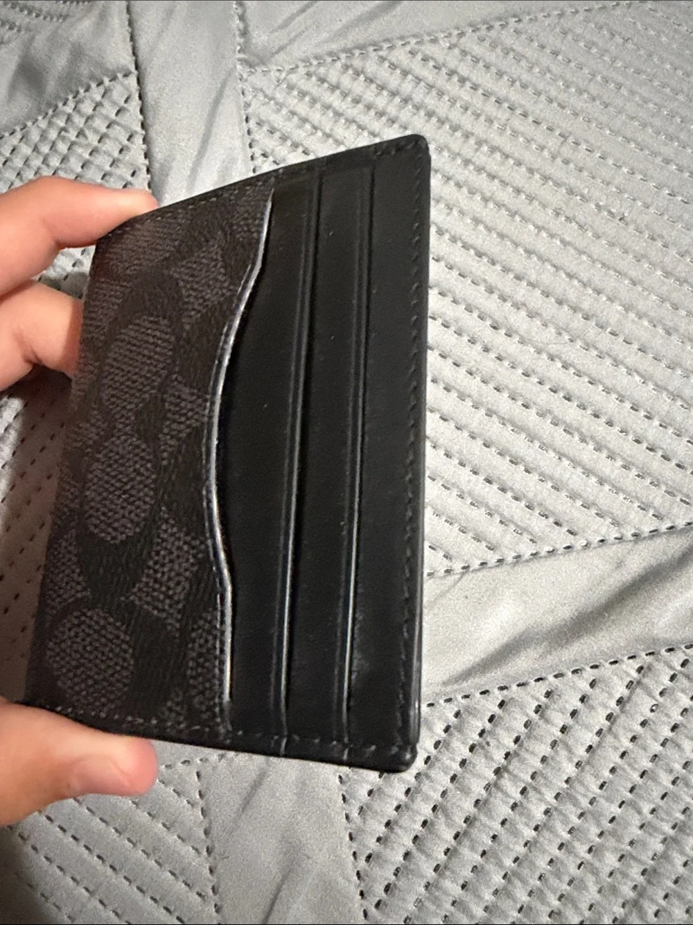 Black Coach New York Leather Card Holder Wallet - Minimal Men's Accessory
